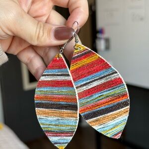 Colorful Striped soft felt Teardrop Earrings